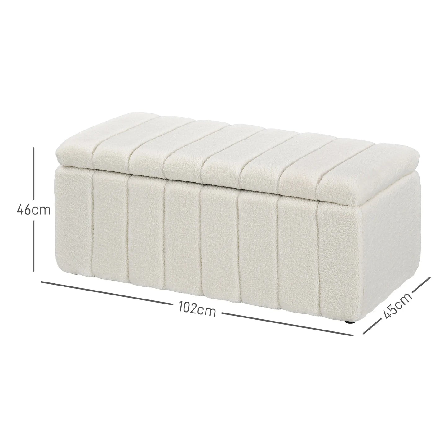 Opbergbank – Opbergbankje – Zitbank – Opbergmeubel – Bergbank – Massief Eucalyptus Hout – Comfortabele Polyester Bekleding - Ivoor - 102 x 45 x 42 cm