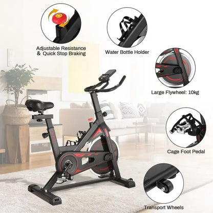 Hometrainer – Spinningfiets – Fitnessfiets – Ergometer – Binnenfiets – Verstelbaar Zadel & Armsteunen – 10 kg Vliegwiel & LCD-Display