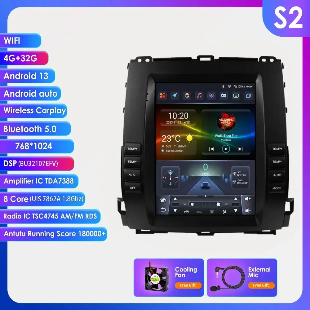 9,7" Android Autoradio – 2DIN Multimedia Systeem – Carplay Autoradio – Auto Radio 4G – GPS Navigatie – Groot QLED Touchscreen – Snelle 8-Core Processor - QUORE