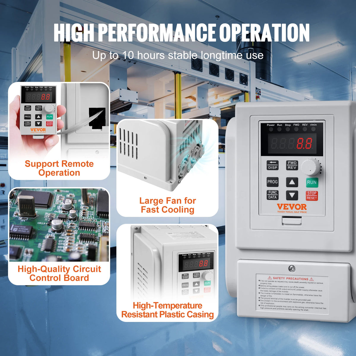 Vevor - Frequentieomvormer - 2.2KW - VFD - AC 240V enkele fase - 400Hz - 3HP - 10A - Snelheidsregelaar voor waterpompmotor CNC - Wit - QUORE