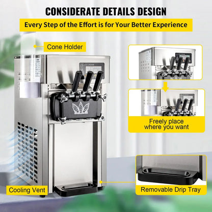 Softijsautomaat – IJsautomaat – Softijsmachine – IJscreatie Machine – 18 Liter Per Uur – 1200W Compressor