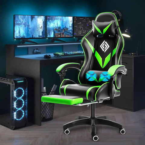 Gaming Chair Massage - Gaming Chair - Racing Game Chair - Office Chair with Footrest - Ergonomic Office Chair.