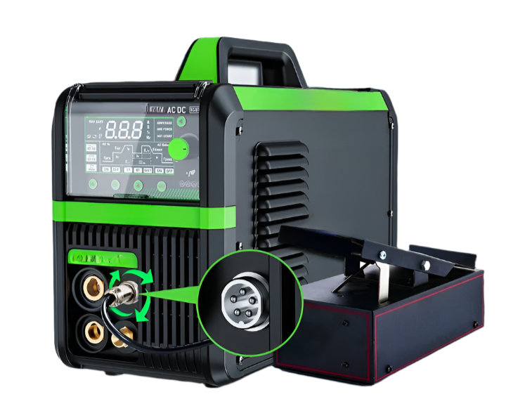 Elektrode Lasmachine - Lasmachine - Lasapparaat - Digitaal Inverterlassen - Draagbare MIG-lasser - met Voetpedaal - HF - AC TIG - DC TIG - 2T - 4T - SPOT - ARC - 220V - IGBT - Groen/Zwart - QUORE
