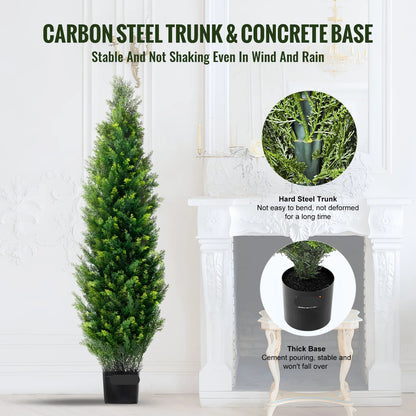 Kunstplant - Kunstplanten voor Binnen en Buiten - Kunstmatige Cedar - Topiary Boom - 122 cm  -Evergreen Sierboom voor Tuin en Woondecoratie - Kunsthaag - QUORE
