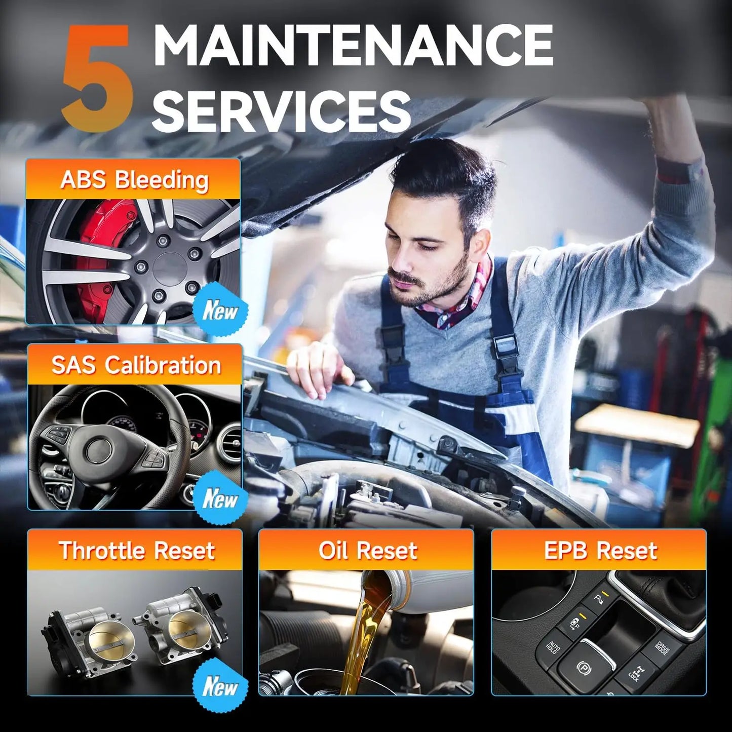 OBD2 Diagnose Scanner – Auto Diagnoseapparaat – Foutcode Lezer – Autodiagnose Tool – 4,3 Inch Kleurenscherm – 5 Service Resets