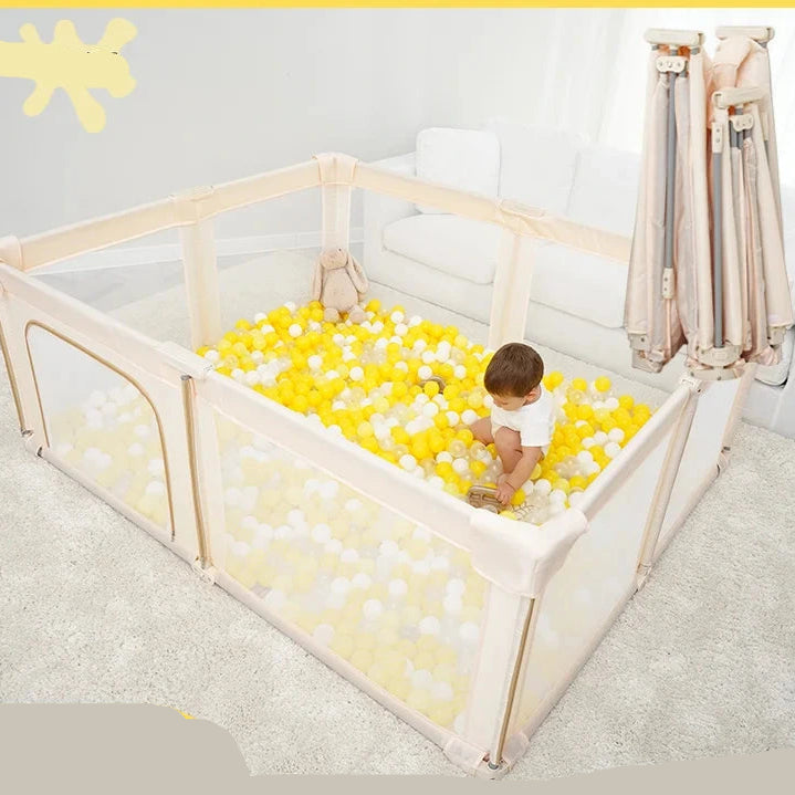 Babybox - Kinderbox - Speelbox - Opvouwbare - Draagbare - Metalen Speelbox - Schuim Bescherming - Veilig Baby - Stofdicht - Speeltuin - 180x200x70cm - Grijs
