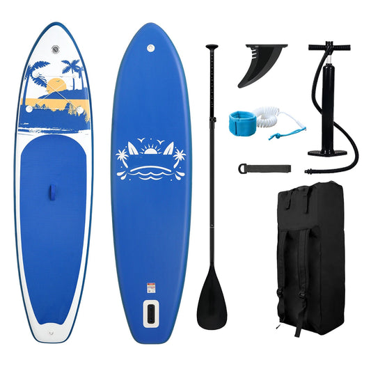 Supboard - Paddle Board - Peddelplank - Surfplank - Opblaasbaar - Inc. Peddel - Vin - Leash - Riem - Handpomp - Rugzak - 335 x 84 x 15 cm - Blauw & Wit