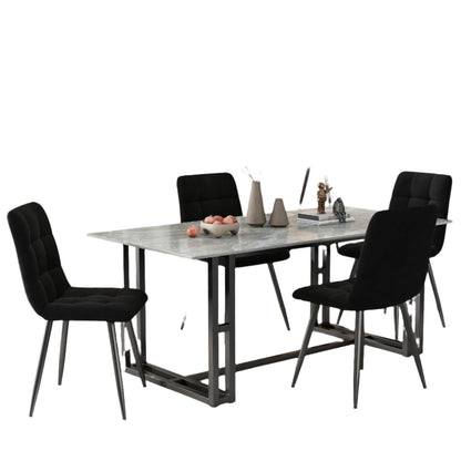 Eetkamerstoelen – Stoelen – Velvet Stoelen –  4 Stuks - Metalen Frame – Comfortabele Zitting – Draaggewicht 150 Kg - Zwart