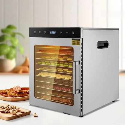 Voedseldroger – Voedsel Dehydrator – Fruitdroger – Snackdroger – Groentedroger – 12 Roestvrijstalen Trays – 800W Met Digitale Temperatuurregeling