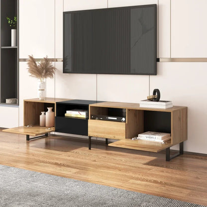 tv-meubel – tv-kast – tv-dressoir – tv-meubelen – tv-meubel natural zwart – ruime opbergruimte – robuuste constructie