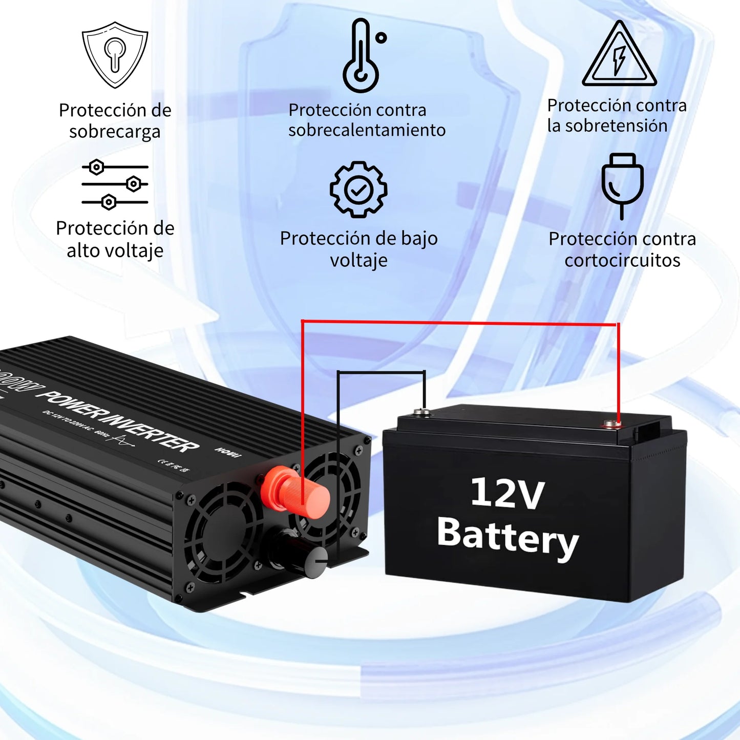 HOULI Reliable EU Plug Power Inverter 5000W 6000W – Pure Sine Wave, USB, 220V Output – Ships Fast from Europe