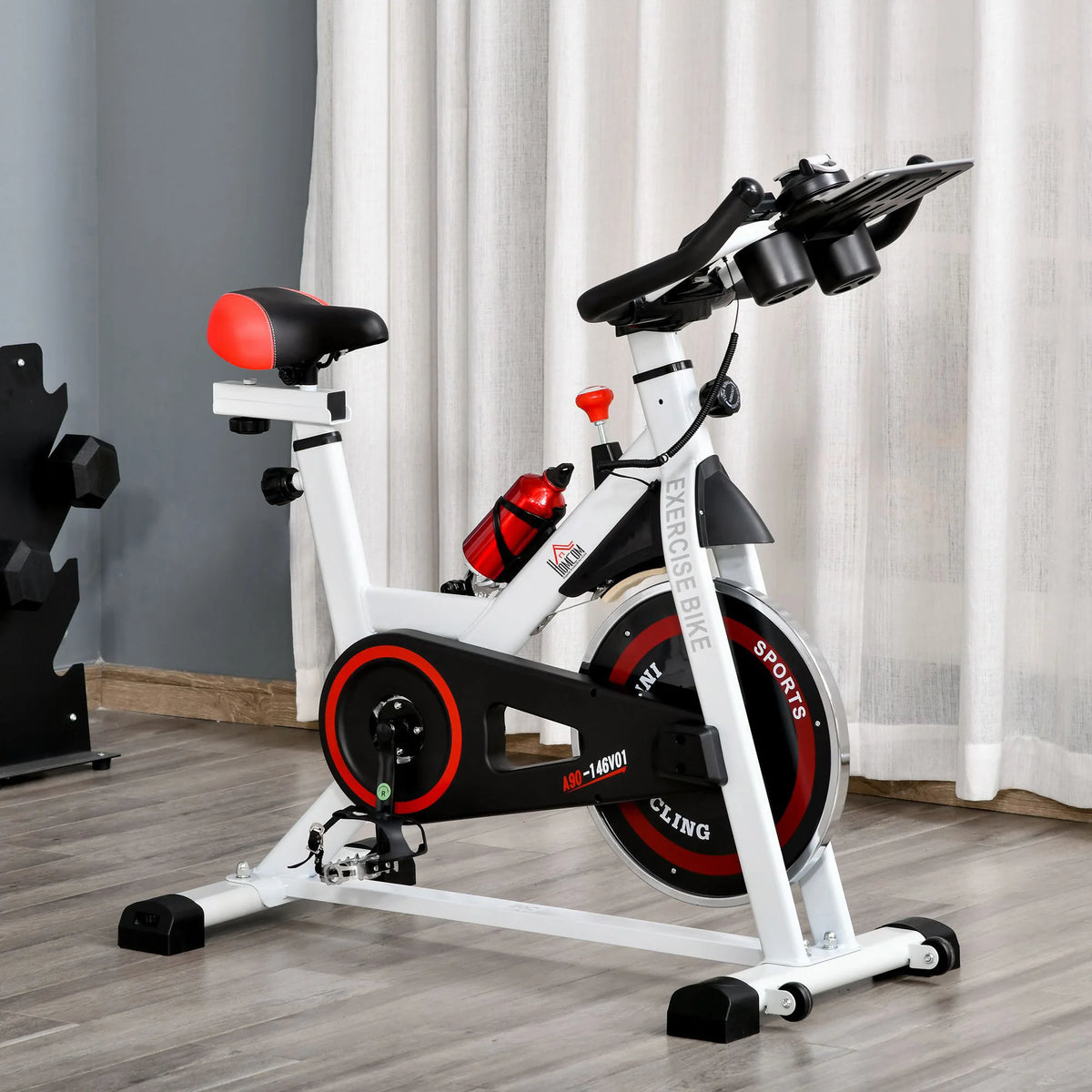 Indoorfietsen - Hometrainers - Spinningfiets - Fitness Fiets - Indoor Cycle - Indoorfiets - Hometrainer - Indoor Bike - Statische fiets - met verstelbare weerstand - LCD-scherm - Wit - Staal en ABS - QUORE