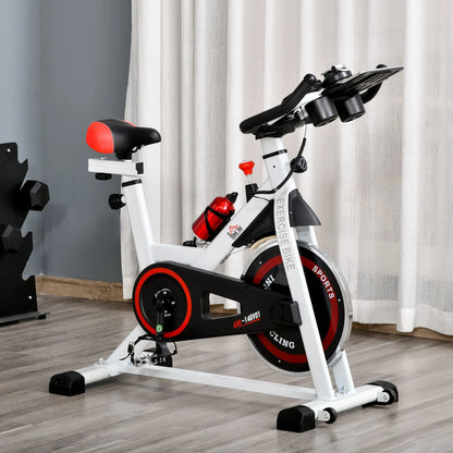 Indoorfietsen - Hometrainers - Spinningfiets - Fitness Fiets - Indoor Cycle - Indoorfiets - Hometrainer - Indoor Bike - Statische fiets - met verstelbare weerstand - LCD-scherm - Wit - Staal en ABS - QUORE