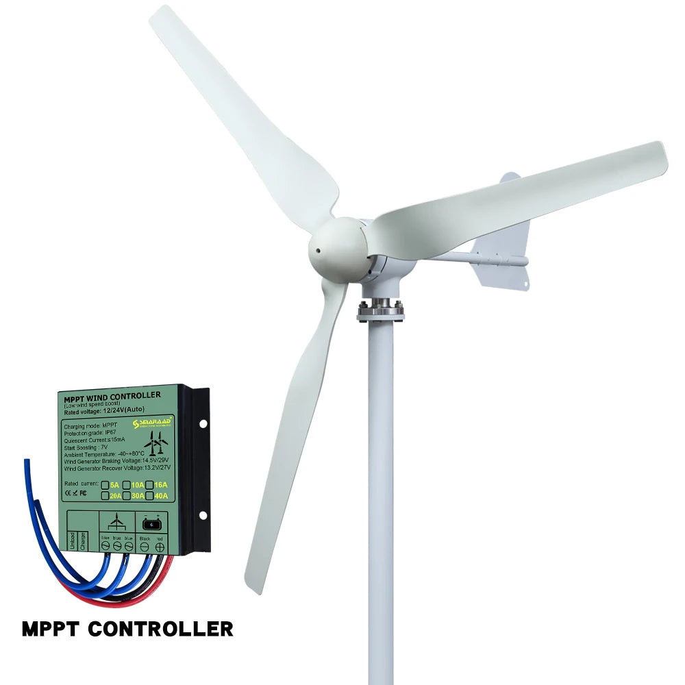 Windturbine - Windmolen - Windturbine Generator - Windenergie - 4000W - 12V - met MPPT Controller - Stille en Efficiënte 3-Bladige Oplossing - voor Huishoudens en Off Grid Toepassingen