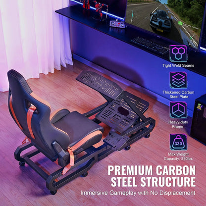 Racestoel - Cockpit Simulator - Volledig Verstelbaar - Met Beeldscherm Bevestiging - Bruikbaar met Racestoel - Stabiel Frame - Klein - 330 kg Draagkracht - Met Comfortabele Stoel