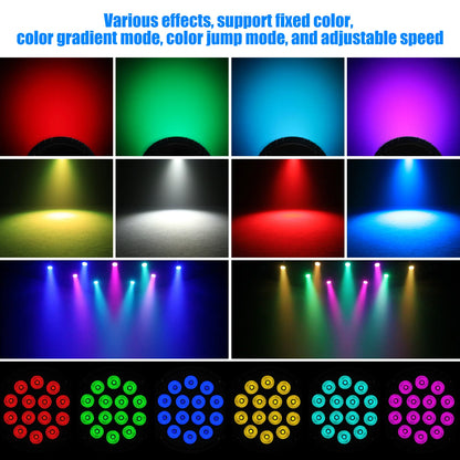 LED Par Lights – Podiumverlichting – DJ Verlichting – Feestverlichting – Kleurenlamp – Set van 8 met RGBW LEDs – DMX512 Aansturing – 60W per Lamp – EU Stekker – Zwart
