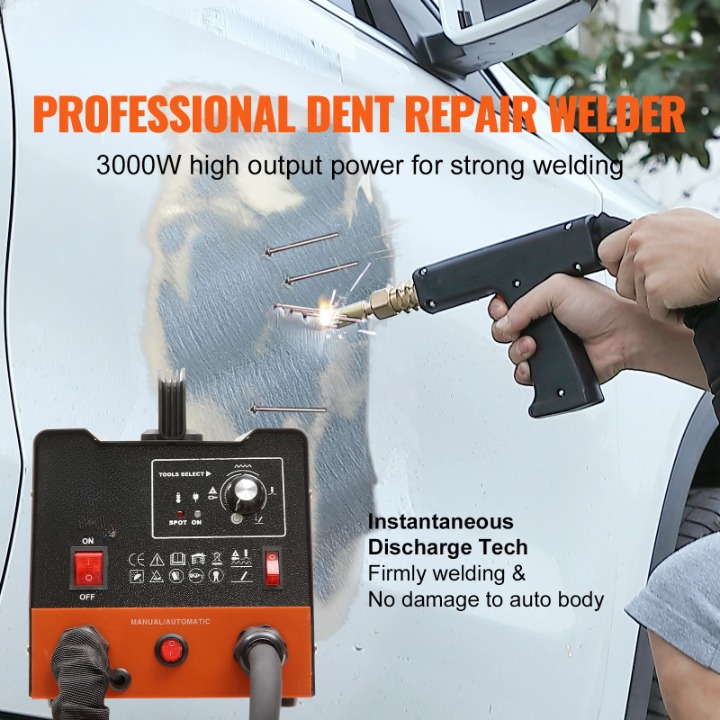 Lasdeuktrekker - Stiftlasmachine Deukreparatieset - Puntlasser - Machinelasaccessoires - Voor Auto's & Vrachtwagens - 3000W - AC 120W - 60Hz - Zwart - QUORE