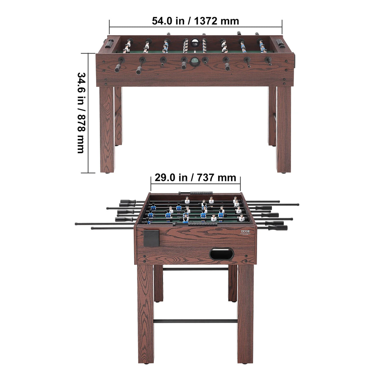 Football Table - Football - Table Football Game - Football Table - Indoor - Full Size - 55 inch - for Family Football - with Table Football Set Including 4 Balls and 2 Cup Holders