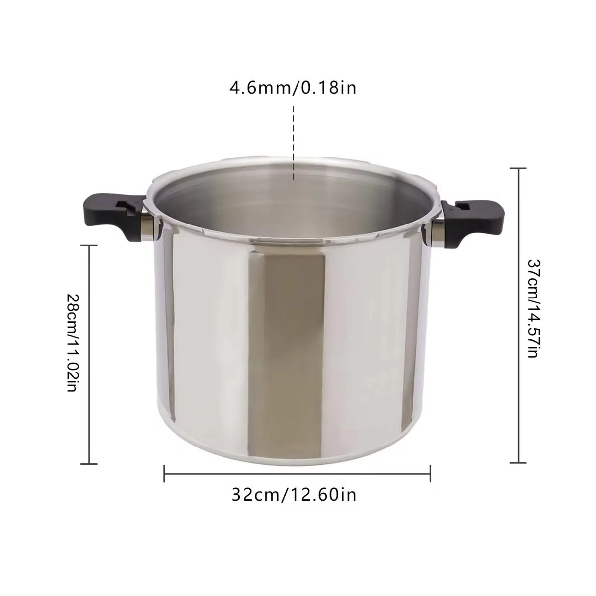 Pressure Cooker - 23 Quart - 10PSI - Stainless Steel - Plastic Handle - Explosion Proof - Safety Valve - Extra Large Size - Light Gray
