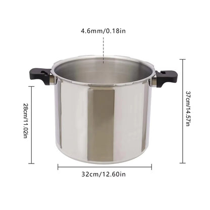 Pressure Cooker - 23 Quart - 10PSI - Stainless Steel - Plastic Handle - Explosion Proof - Safety Valve - Extra Large Size - Light Gray