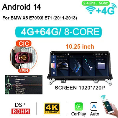 Carplay Autoradio – Multimedia Speler – 2DIN Auto Radio – Android Auto – Touchscreen Systeem – 12,5 Inch Scherm – Draadloos CarPlay – Android 14 Besturingssysteem