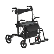 Rollator-Rolstoel Lichtgewicht Opvouwbaar - Rolstoel Opvouwbaar - 2 in 1 - Wandelaar en Rolstoel - Aluminium Mobiliteit Wandelaar voor Senioren - Rood