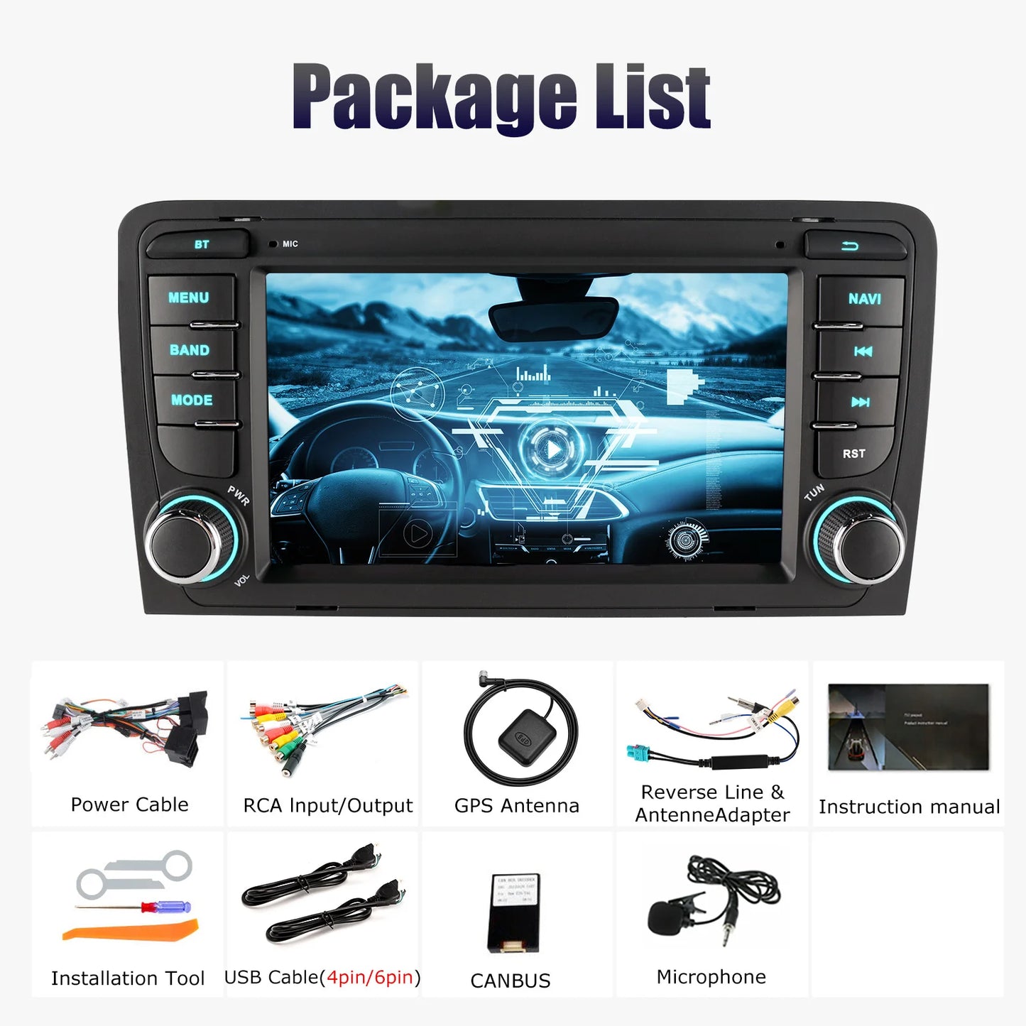 Android 14 Multimedia Speler – Autoradio – Navigatiesysteem – Infotainmentsysteem – Touchscreen Radio – 7 Inch IPS Scherm – 2 GB RAM 64 GB Opslag – Draadloze Apple CarPlay & Android Auto