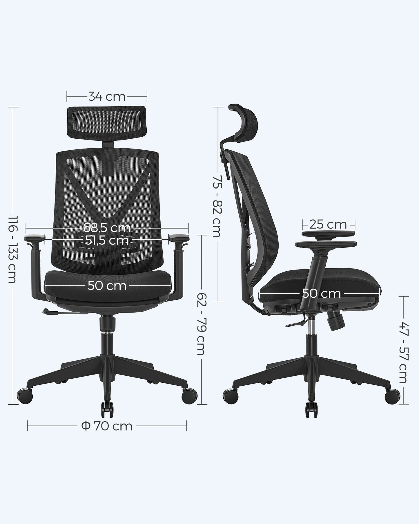 Ergonomische Bureaustoel – Comfortstoel – Werkstoel – Kantoorstoel – Bureaustoel Met Voetensteun – Verstelbare Hoogte – Ademend Mesh - QUORE