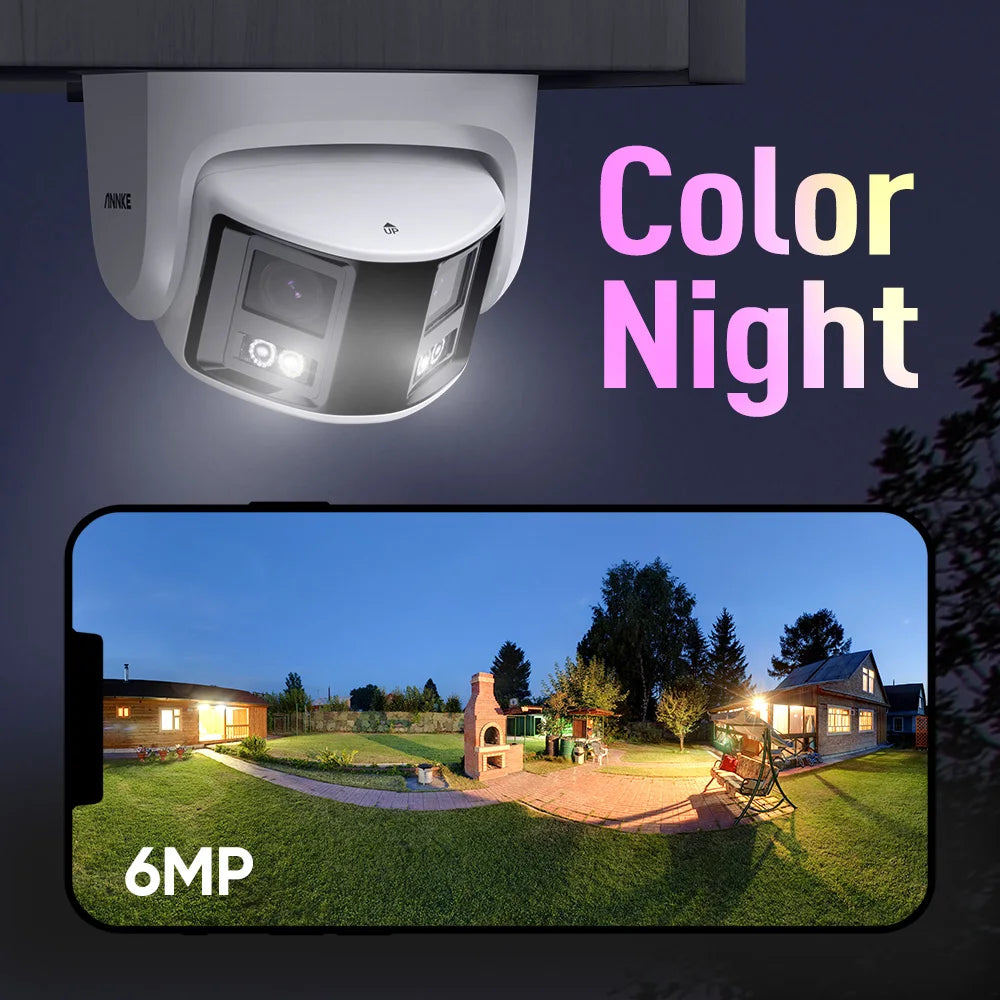 ANNKE 180° 6MP POE Video Surveillance System DUO POE Dual Lens Outdoor Video Camera AI Human Detect Security Camera 8MP NVR