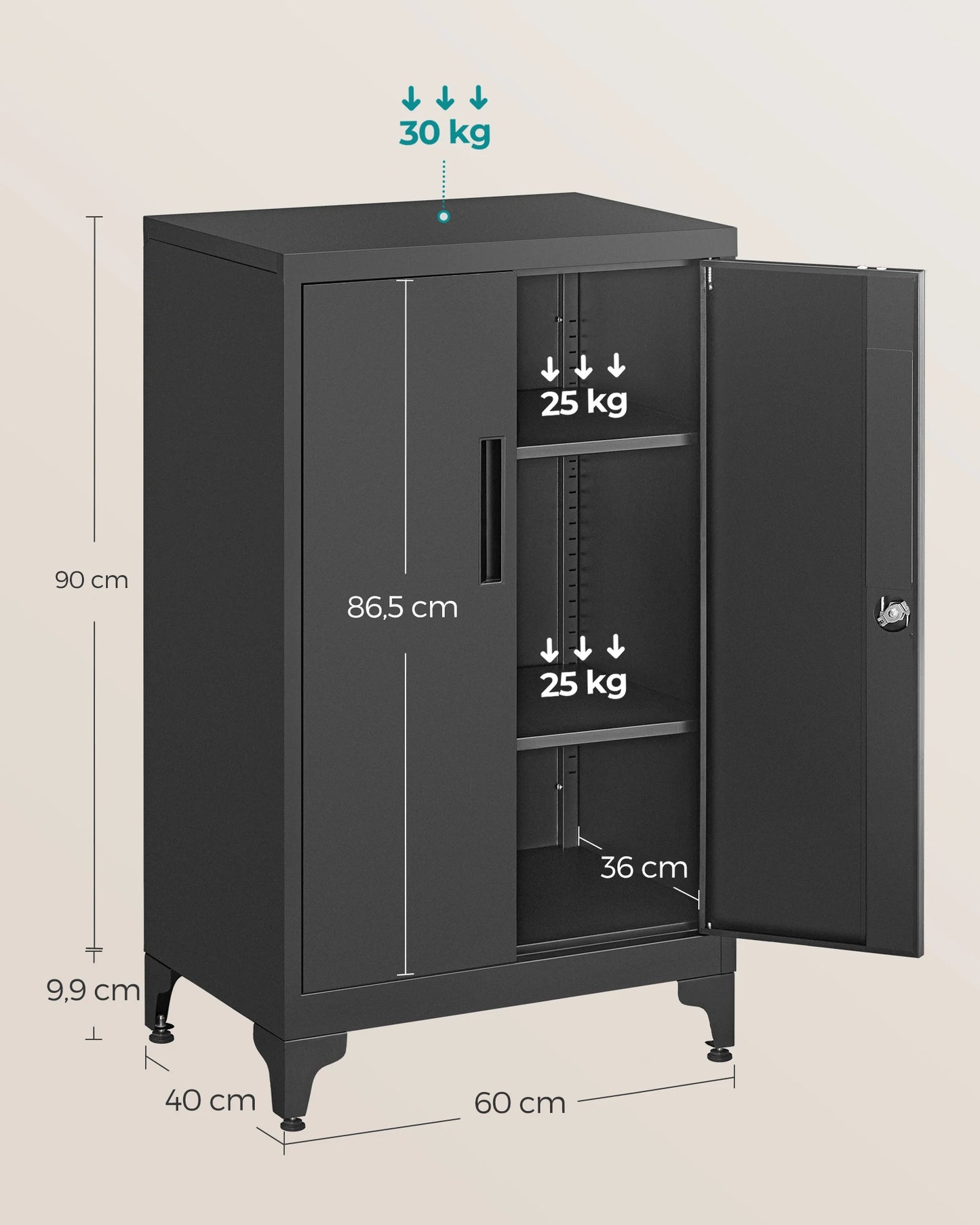 SONGMICS files wardrobe file wardrobe, multi-purpose wardrobe, office wardrobe with 2 doors - QUORE