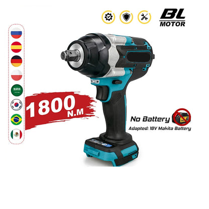 Slagmoersleutel – Slagschroevendraaier - Accu Slagmoersleutel - Brushless - 1800N.M - 1/2 inch – Zonder Accu – Draadloos