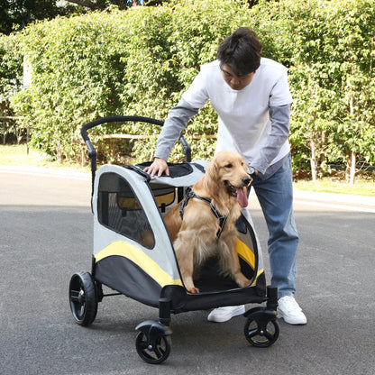 Hondenbuggy - Hondenwagen - Fietskar - Hondenkar - Wandelwagen - Opvouwbare - Huisdierenwagen met 4 Wielen, tot 55 kg Draagvermogen - Medium