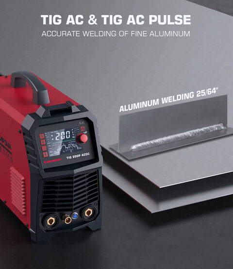 Arccaptain - Lasmachine - Elektrische Lasser - Niet-Gas - Halfautomatische Lasmachine - 7 in 1 Tig AC/DC Lasmachine - 220V 200A- Rood