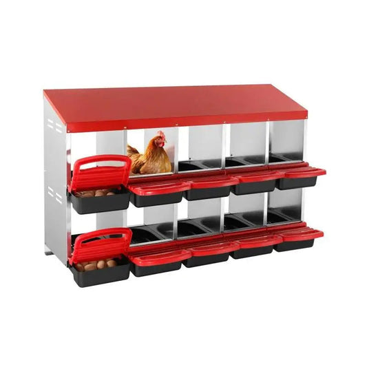 Nestkast - Nestkast voor kippen - Metalen Nestkast - Nestkast Groot - 30-40 inch - Stabiel & Corrosiebestendig - met Schuine Nestkast Bodemgaten - 10 doos