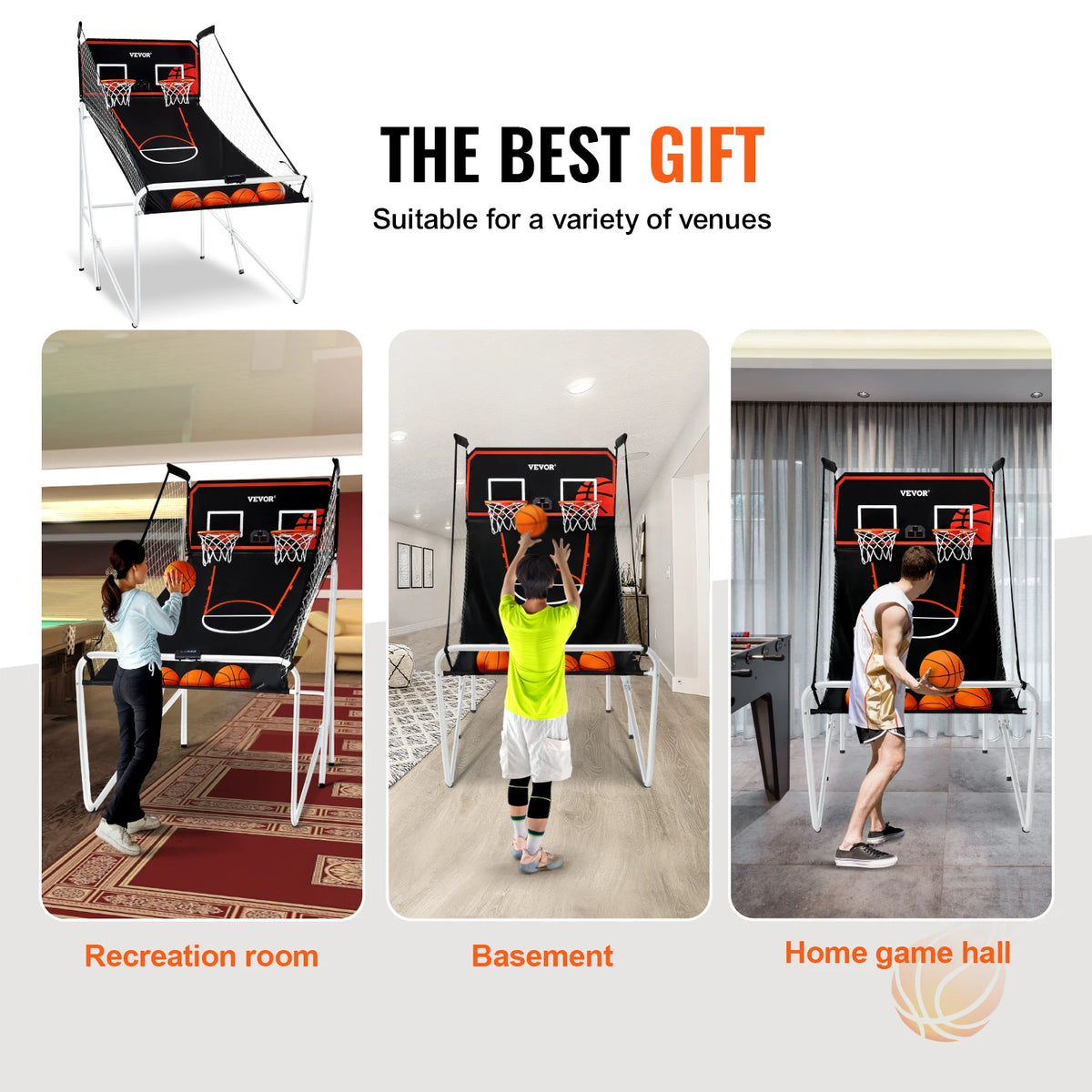 Basketbal - Arcade - Basketbalring - Opvouwbare basketbal Arcade - 2 speler - 80x54x81 inch - Dual Shot Sport - met 4 ballen 8 spelmodi voor kind Volwassene