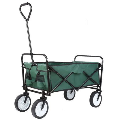 Bolderkar - Tuinwagen - Opvouwbare - Stevige Transportkar 110L - Heavy Duty Camping Trolley - Grote Wielen - en Waterdicht - Voor Tuin - Strand - en Boodschappen - Groen