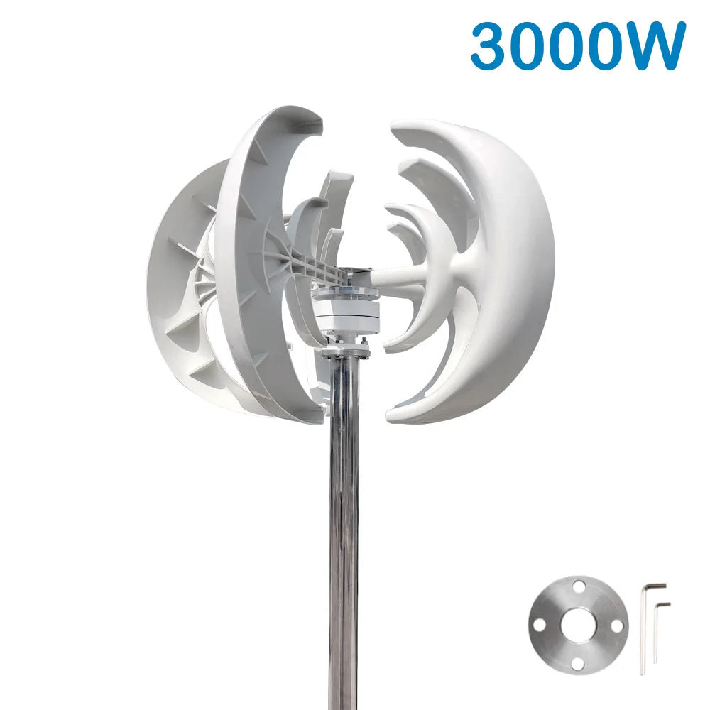 Verticale Windturbine – Windgenerator – Windenergie Systeem – Turbine Generator – 12V 3000W – Duurzaam Aluminium – Stil Met MPPT Controller