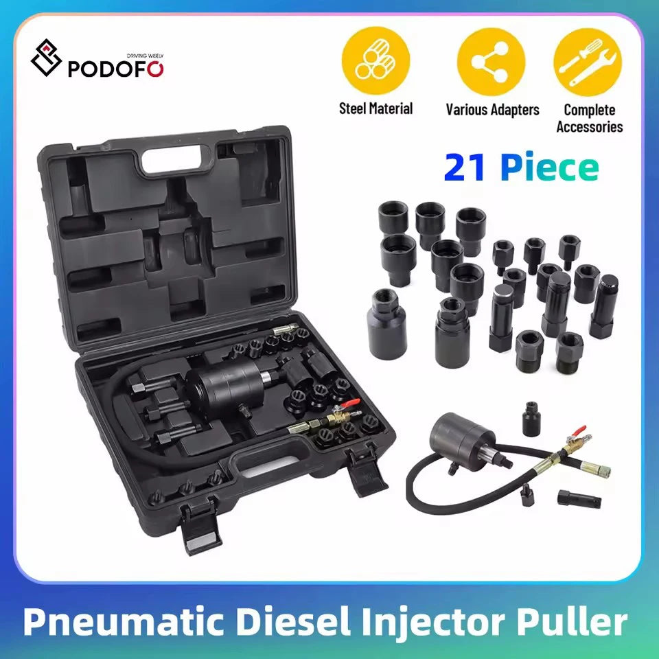 Podofo 21pcs Pneumatic Diesel Injector Puller for Removing Stuck Fuel Injectors in Diesel Engines M20 M18 M17 M14 M12 Injector