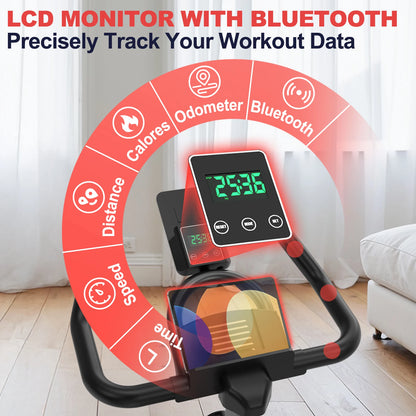 Hometrainer – Fitnessfiets – Exercisefiets – Magnetische Fiets – Stil Werkend – Verstelbaar Zadel – Bluetooth Connectiviteit - QUORE
