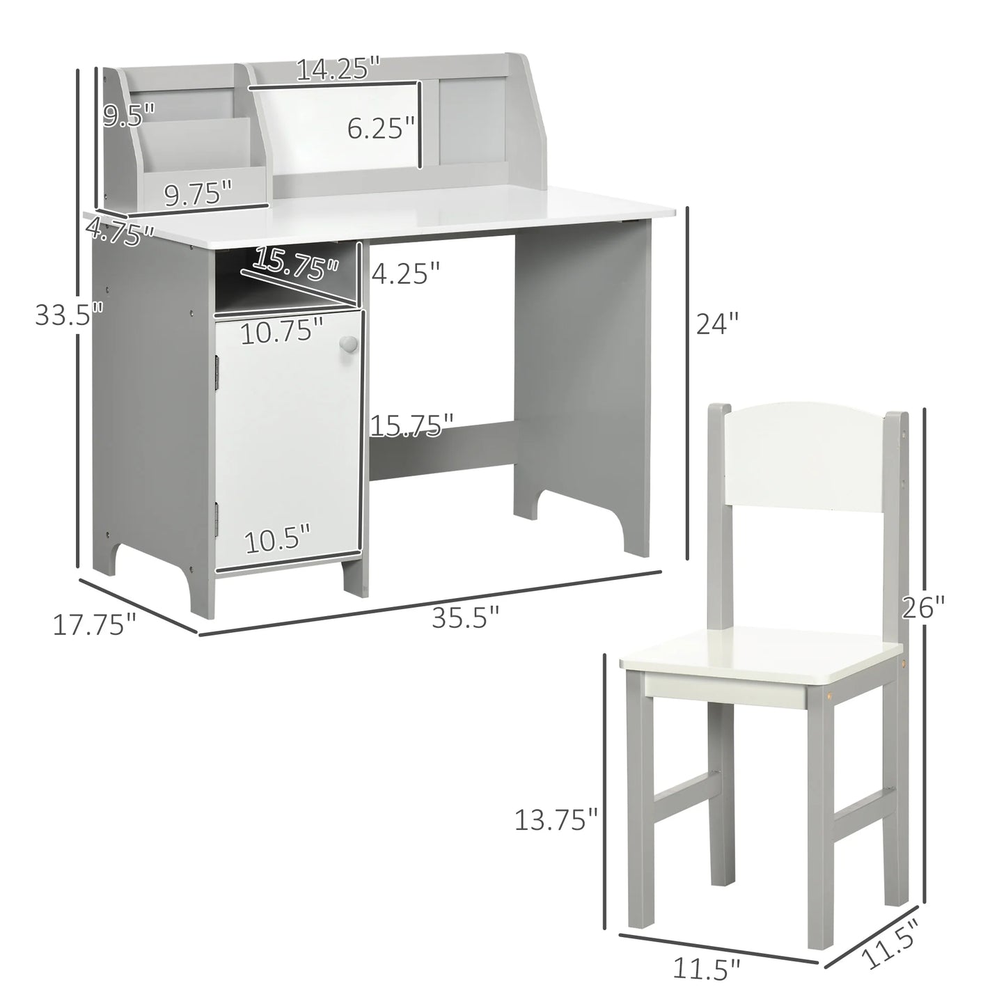 Kinderbureau – Kinderbureau Set – Kindertafel – Schrijftafel – Bureau Met Stoel – Whiteboard Werkblad – Afgeronde Hoeken Veilig Design