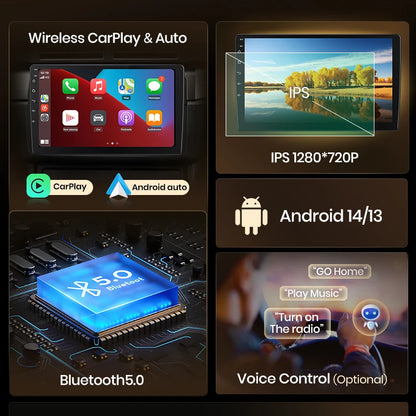 Android Auto Radio – Car Multimedia Systeem – Touchscreen Navigatie – Auto Stereo – Bluetooth Audio – 9 Inch HD Scherm – Draadloze CarPlay & Geavanceerde DSP Geluidsverwerking