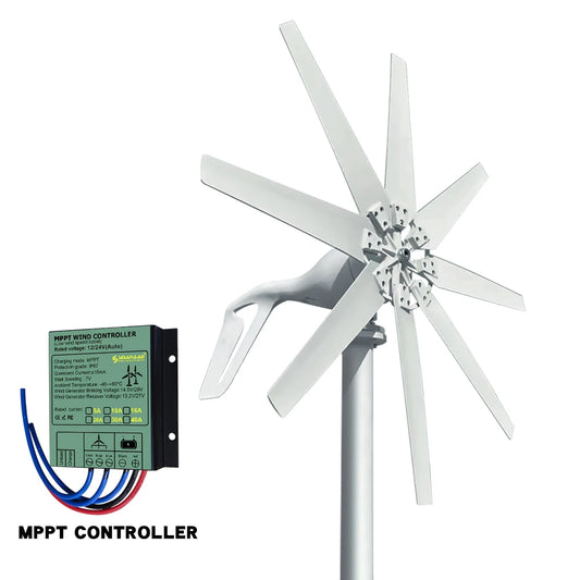 Windturbine - Windmolen - Windturbine Generator - Windenergie - Horizontale - 1000W - 12V - met Gratis MPPT Controller - Duurzame Energie voor Thuisgebruik -Wit - QUORE