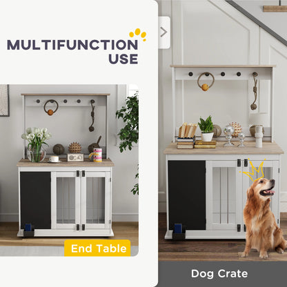 Hondenmand – Hondenhok – Dogcrate – Hondenbench – Hondenbed – Met Opbergruimte En 5 Haken – Geschikt Voor Grote Honden Tot 30 Kg