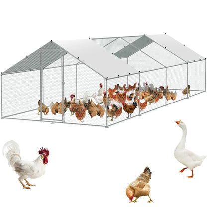 Kippenren - Kippenhokken - Kippenhok - Inloop Kippenren - Grote Metalen - 2x3x2m - met Dak - Koepel Ontwerp - Weerbestendige - Kippenkooi - Verzinkt Stalen Frame - met PE Net - voor Tuin - Boerderij - Eenden - Konijnen & Pluimvee