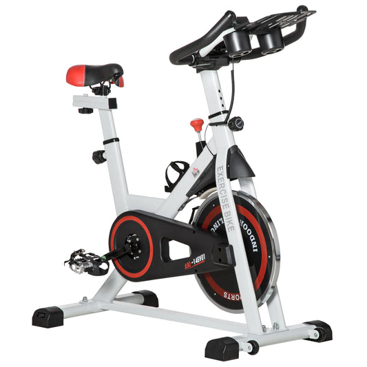 Indoorfietsen - Hometrainers - Spinningfiets - Fitness Fiets - Indoor Cycle - Indoorfiets - Hometrainer - Indoor Bike - Statische fiets - met verstelbare weerstand - LCD-scherm - Wit - Staal en ABS - QUORE