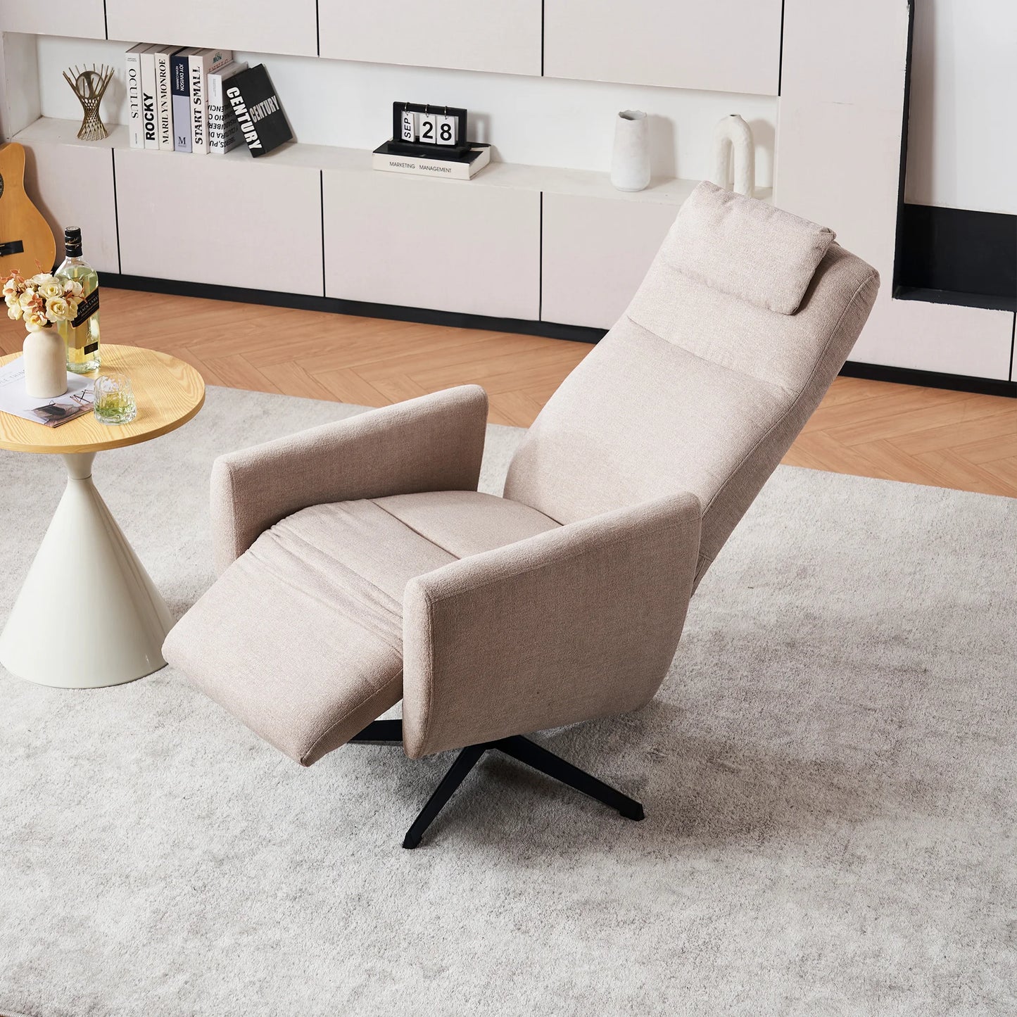 Relaxfauteuil – Relaxstoel – Comfortstoel – Draaifauteuil – Verstelbare Rugleuning – Chenillestof – Ergonomisch Ontwerp