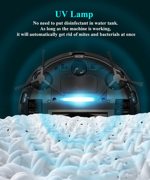 Abir - Robotstofzuiger - Stofzuiger - Lasersysteem - UV-reiniging - TOF Wisdom - Aangepaste kamer - 6500PA - 3200mAh - 14,8V - 32W - Zwart