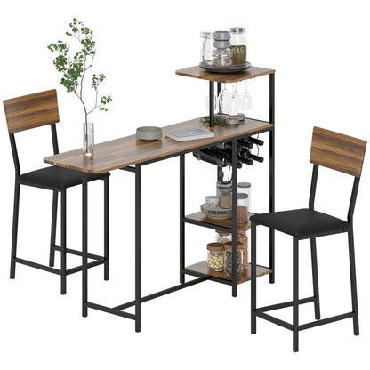 Bartafel Set – Uitklapbare Bartafel – Barstoel Set – Wijnopslag – MDF Tafelblad – Kunstleren Bekleding – Antislip Voetjes - 110 x 40 cm Bartafel