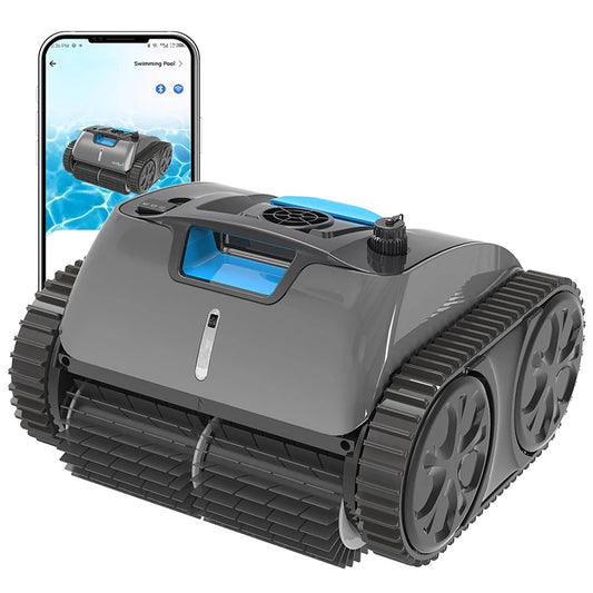 Zwembadstofzuigers - Zwembadrobot - Draadloos Zwembadreiniger - met Slimme Navigatie - Muurklimmen - Borstelloze Motoren - 120min. Looptijd - 4600mAh - 65W - 11.5 m³/H - Grijs