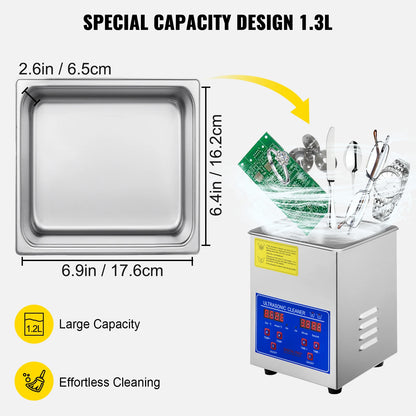 Ultrasoon Reiniger - Utrasoon Reinigingsapparaat - Utrasoonreiniger voor Brillen - 1.3L - Compacte Vaatwasser met LED Display